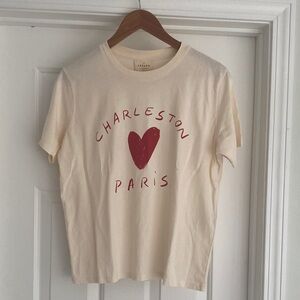 Sezane NWT Charleston ❤️ Paris Tee Ecru Size Small